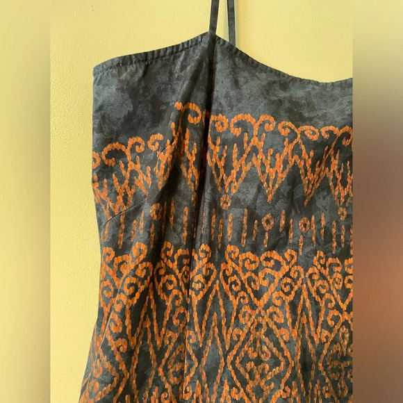 PERUVIAN CONNECTION 100% Pima Cotton Navy and Copper Batik Maxi Sundress… - Picture 2 of 10